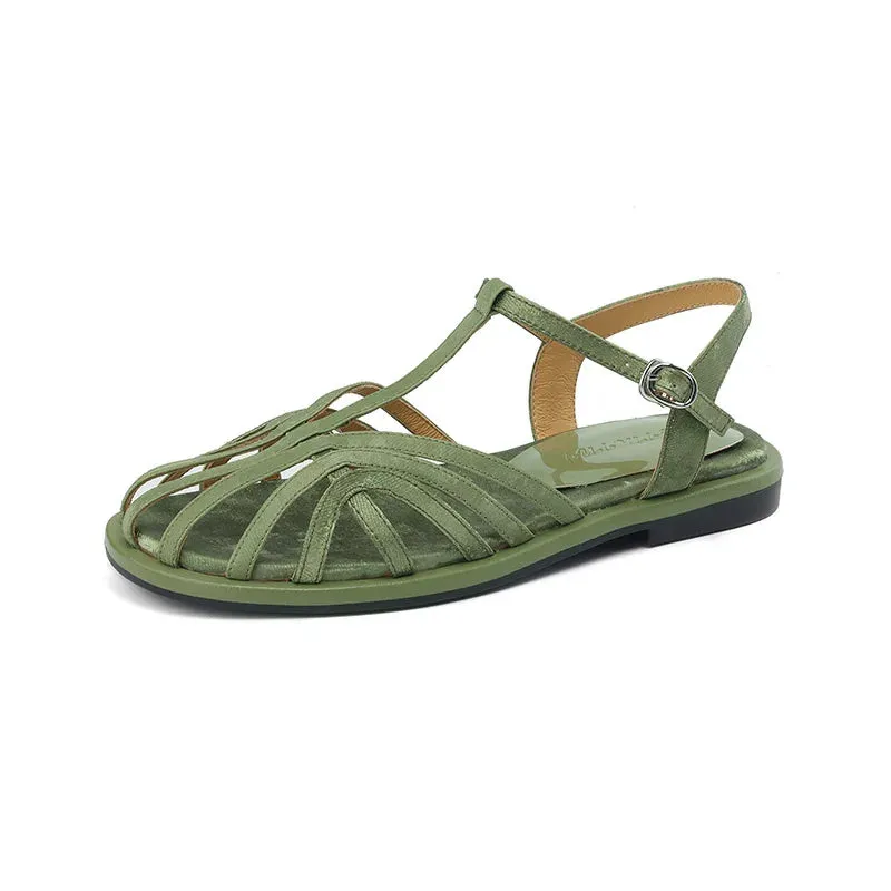 Retro Hollow Out Round Toe Sandals