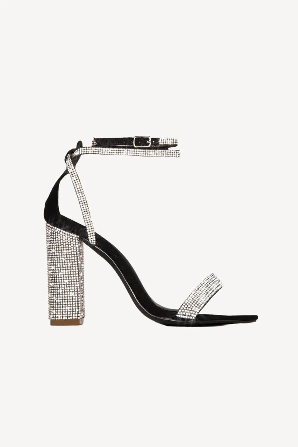 Rhinestone Chunky Heel One Buckle Sexy High Heel Sandals