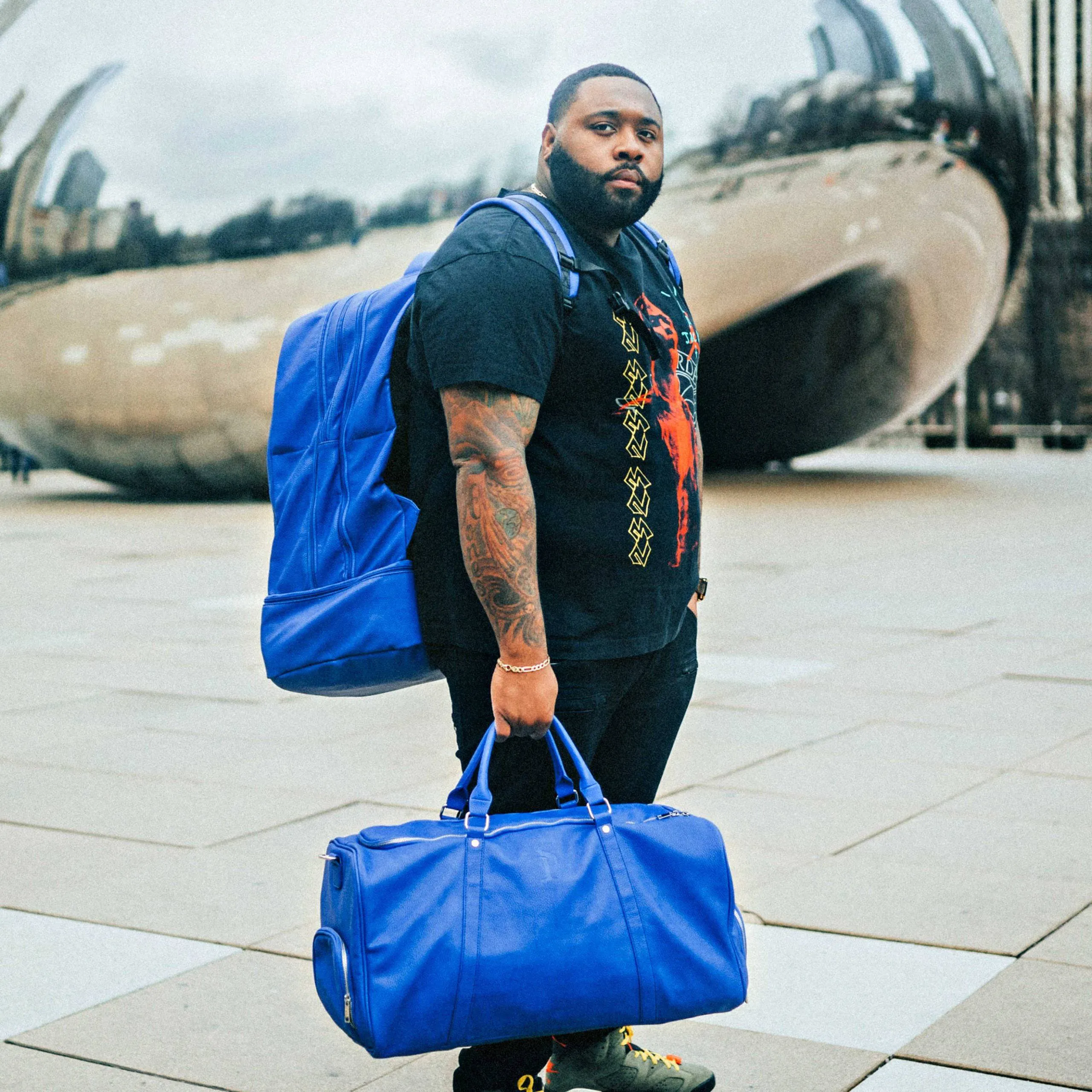 Royal Blue Leather Duffle Bag (Unbreakable Collab) 150 Made