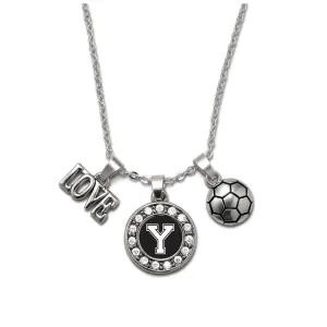 Silver Soccer - Sports Initial Y Circle Charm Classic Necklace