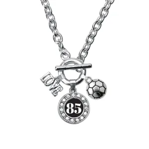 Silver Soccer - Sports Number 85 Circle Charm Toggle Necklace