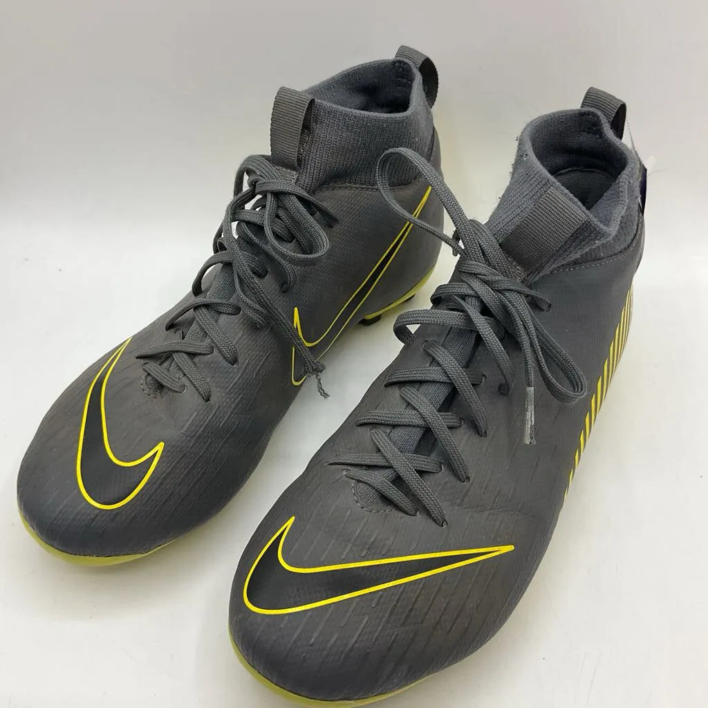 Size 4.5Y: Nike Grey/Yellow Lace-Up Soccer Cleats