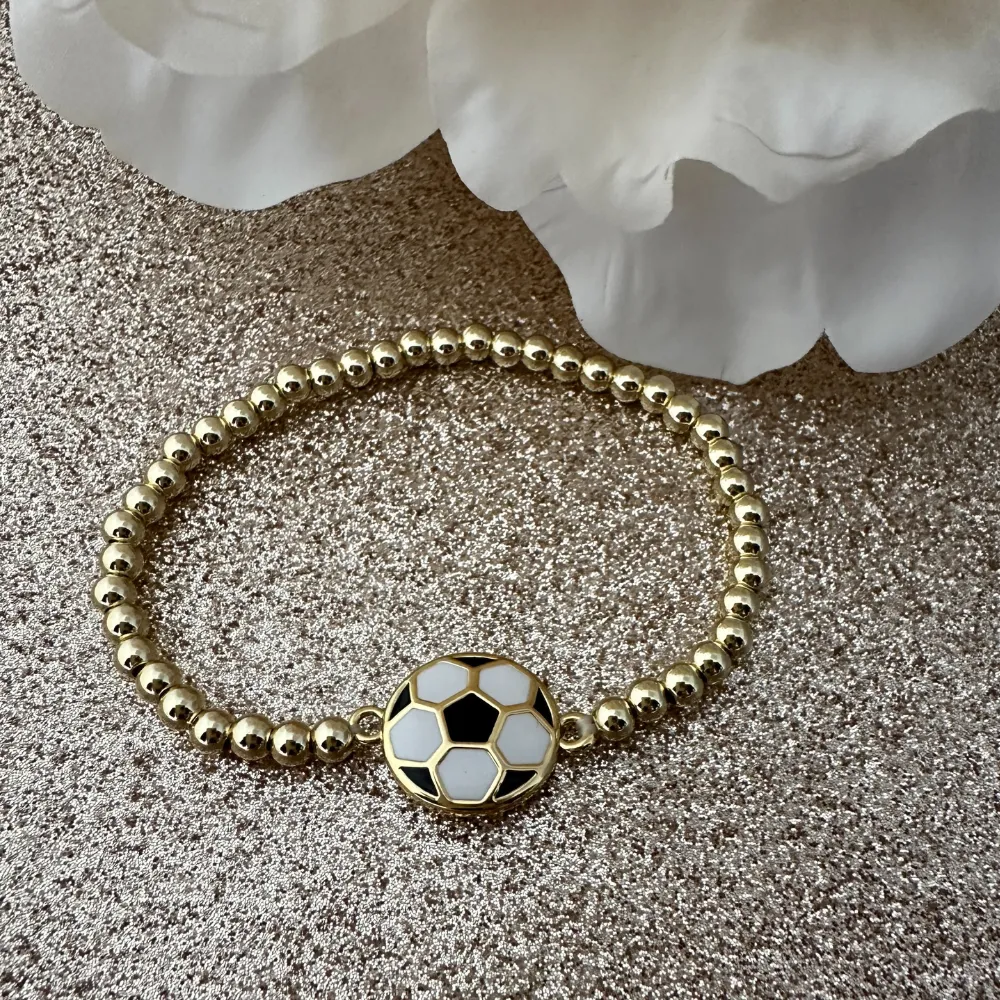 Soccer 14k Gold Beaded Bracelet