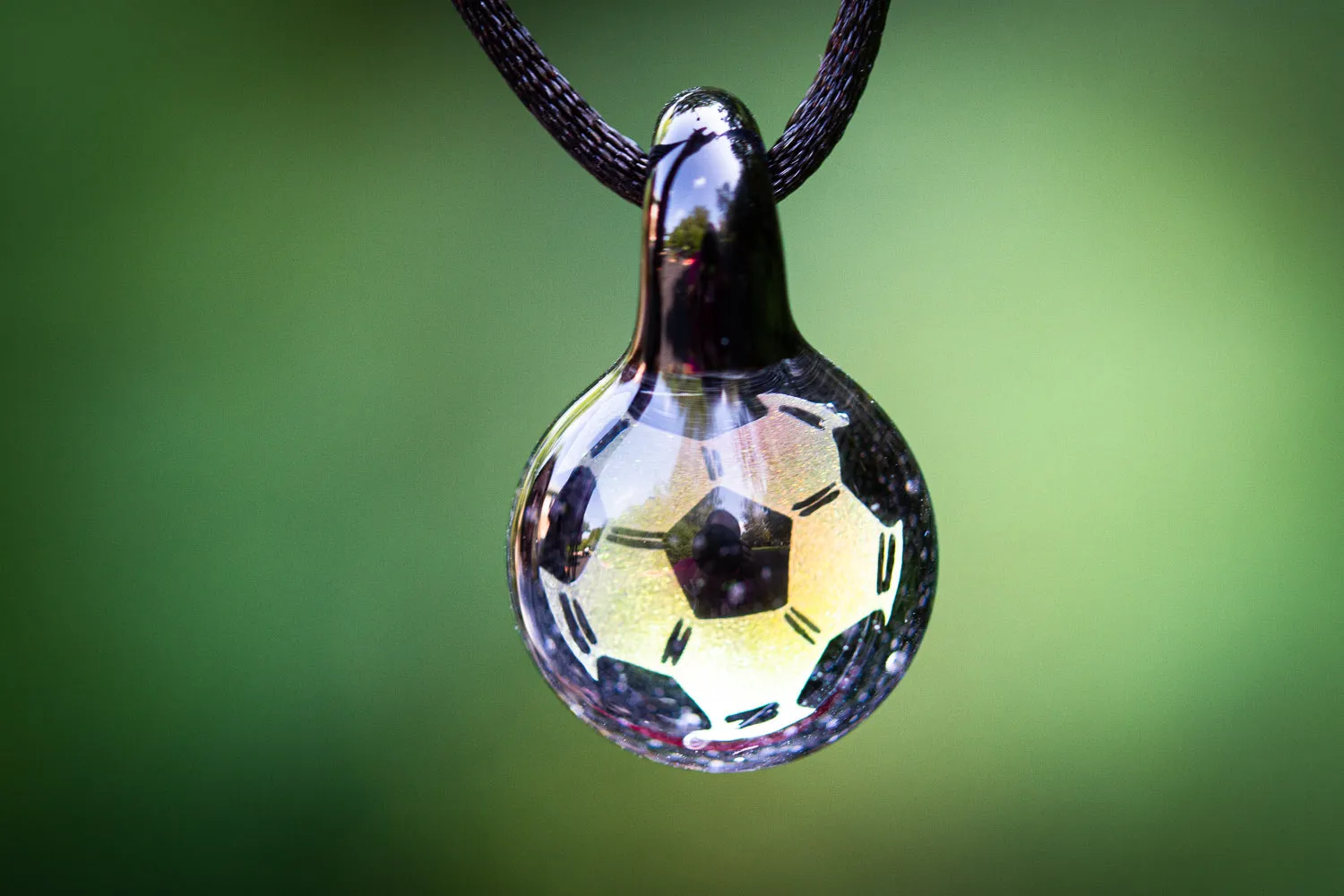 Soccer Ball Hologram Pendant with Infused Cremation Ash