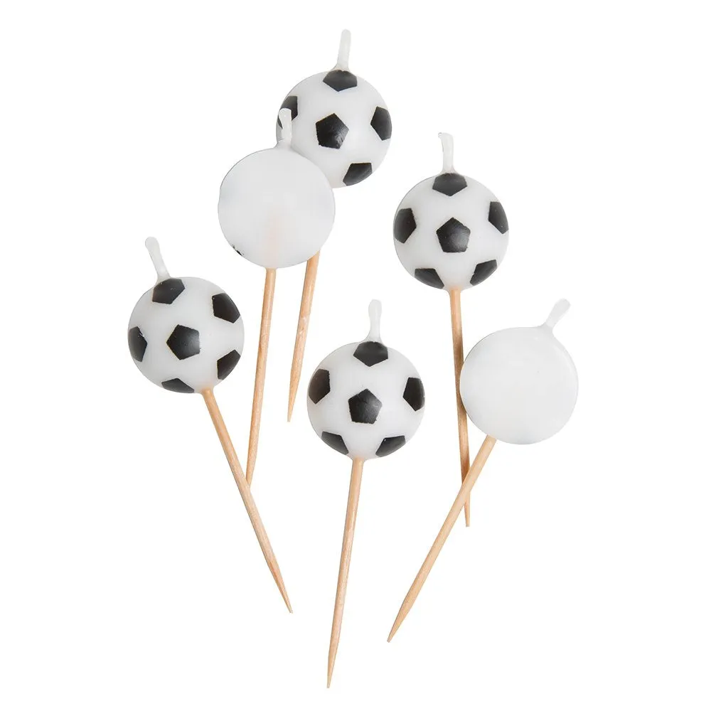 Soccer Ball Pick Candles 6pk