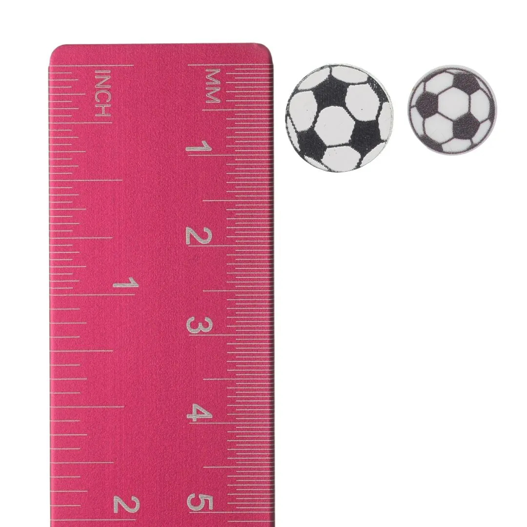 Soccer Ball Studs Hypoallergenic Earrings for Sensitive Ears Made with Plastic Posts