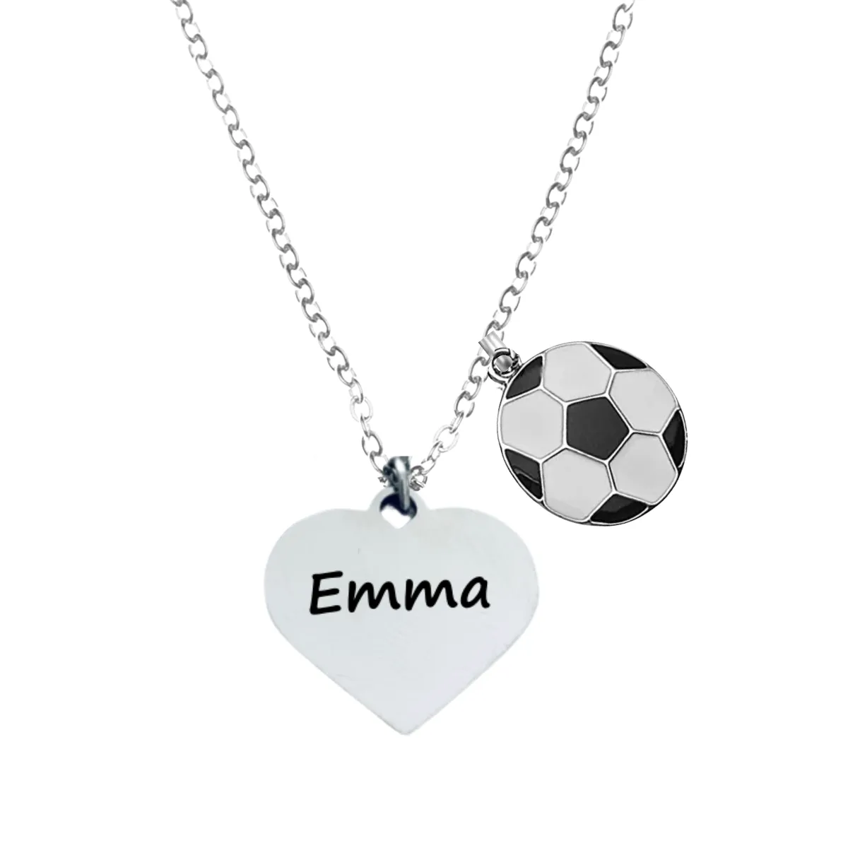 Soccer Engraved Heart Necklace