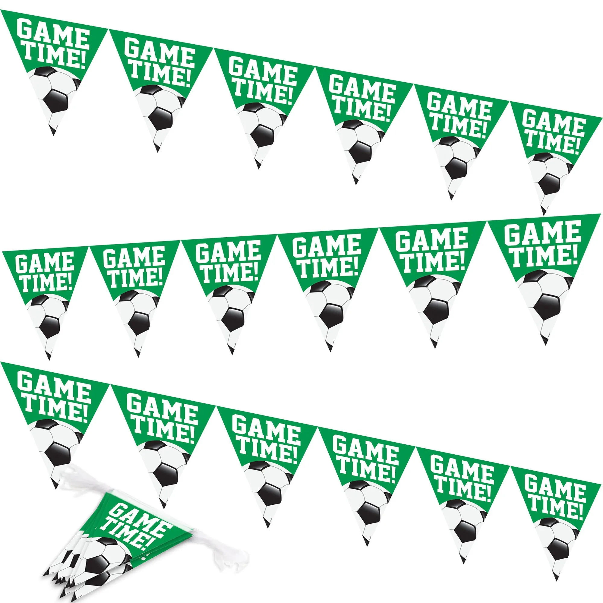 Soccer Party Supplies Goal Getter Game Time Pennant Banner, 12 Feet Long, 1 Count