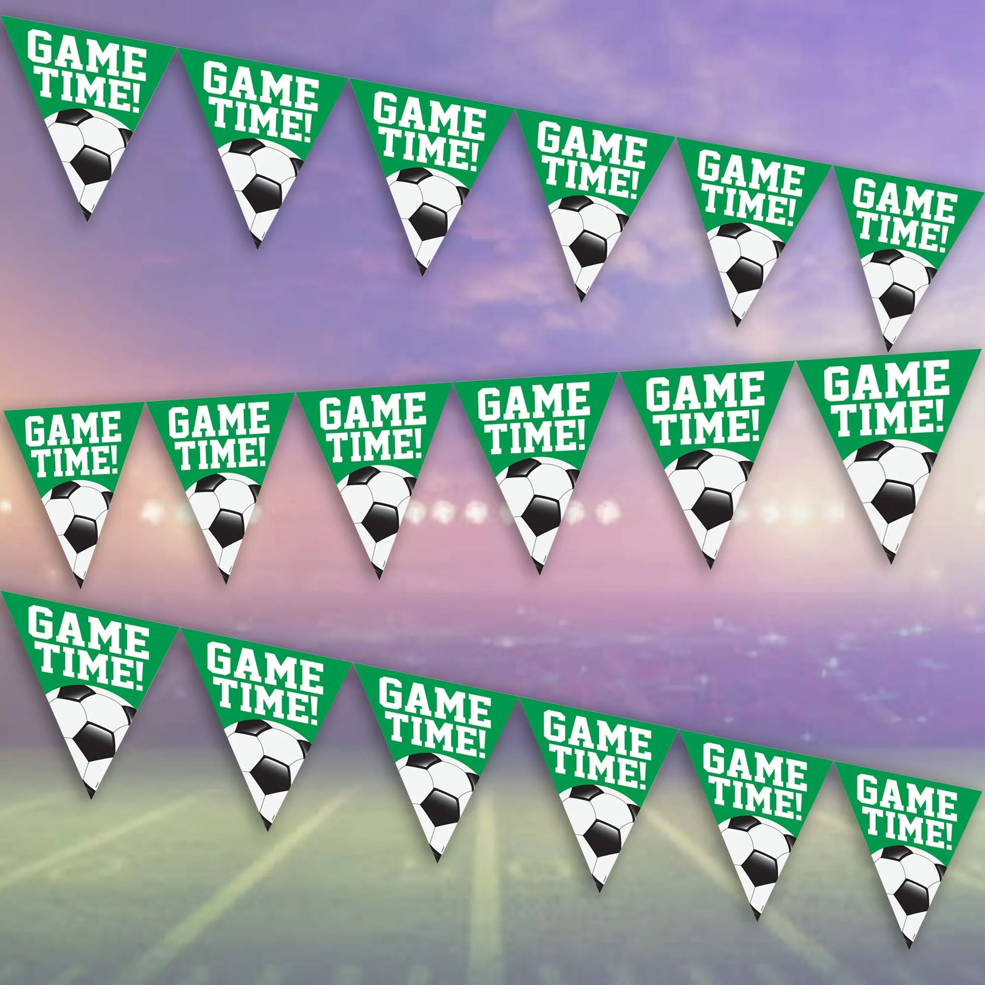 Soccer Party Supplies Goal Getter Game Time Pennant Banner, 12 Feet Long, 1 Count