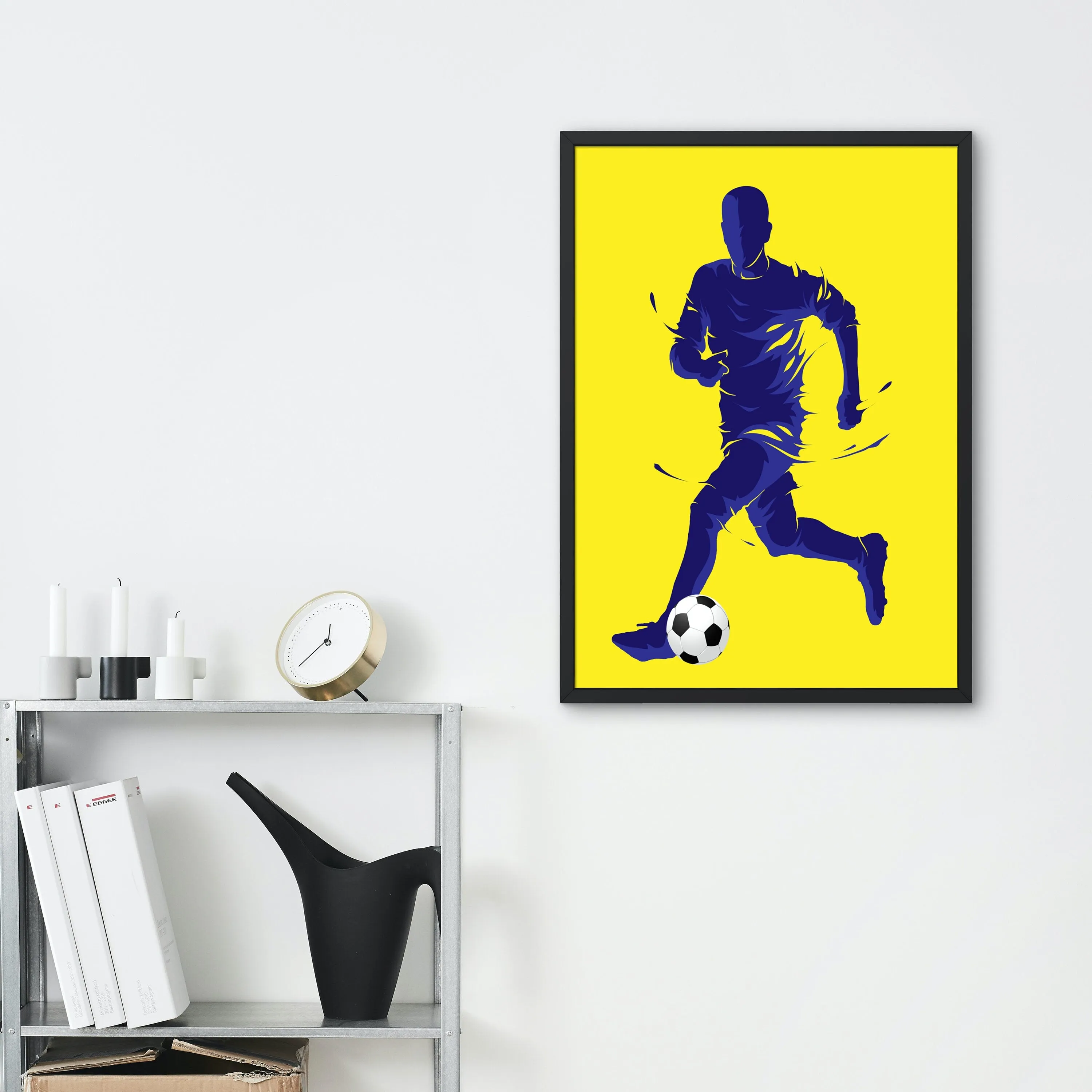 Soccer Player INSTANT DOWNLOAD Art Print, Soccer Wall Decor, Soccer Team Gift, Sport Prints, Yellow Wall Art, Football Poster