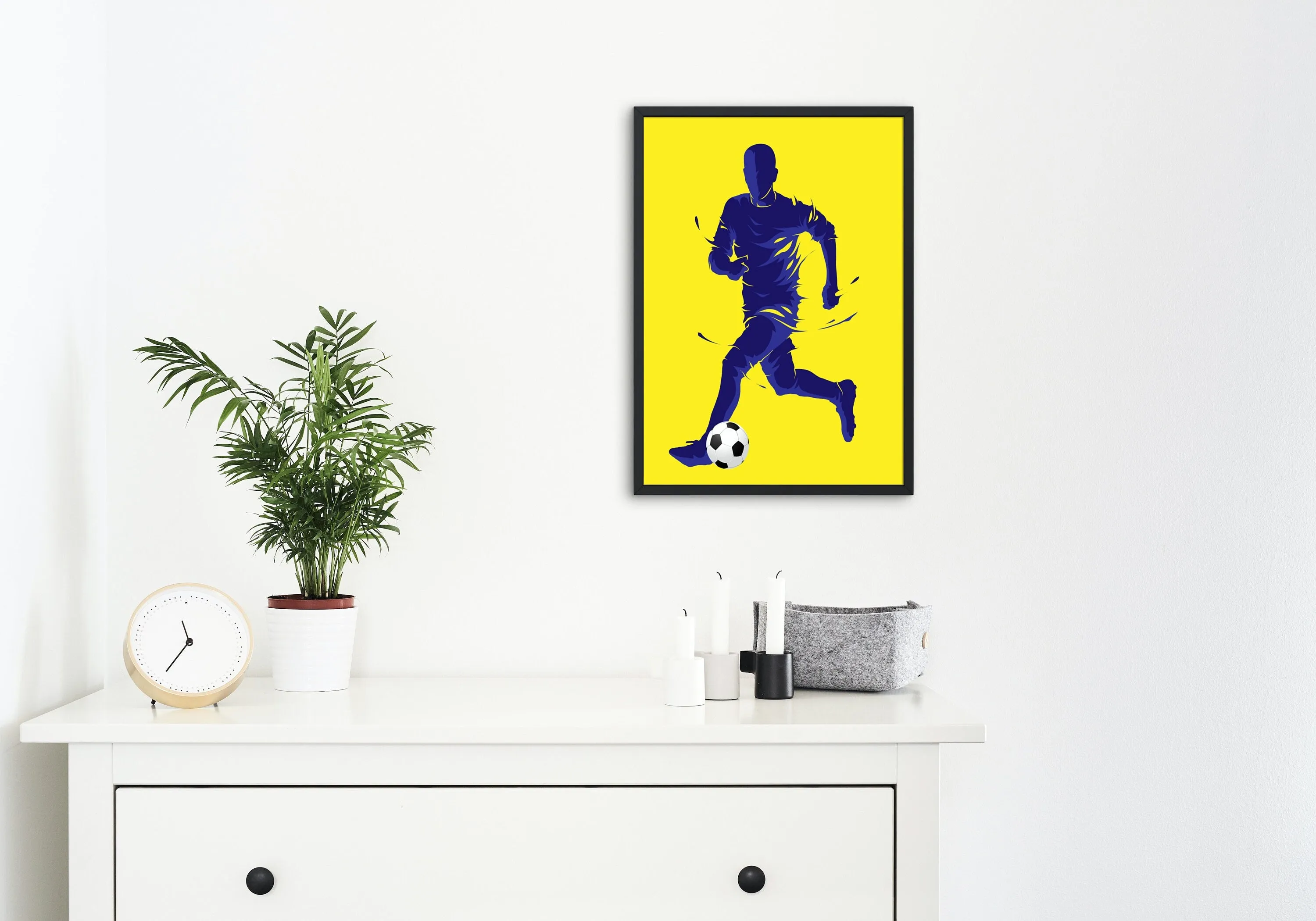 Soccer Player INSTANT DOWNLOAD Art Print, Soccer Wall Decor, Soccer Team Gift, Sport Prints, Yellow Wall Art, Football Poster