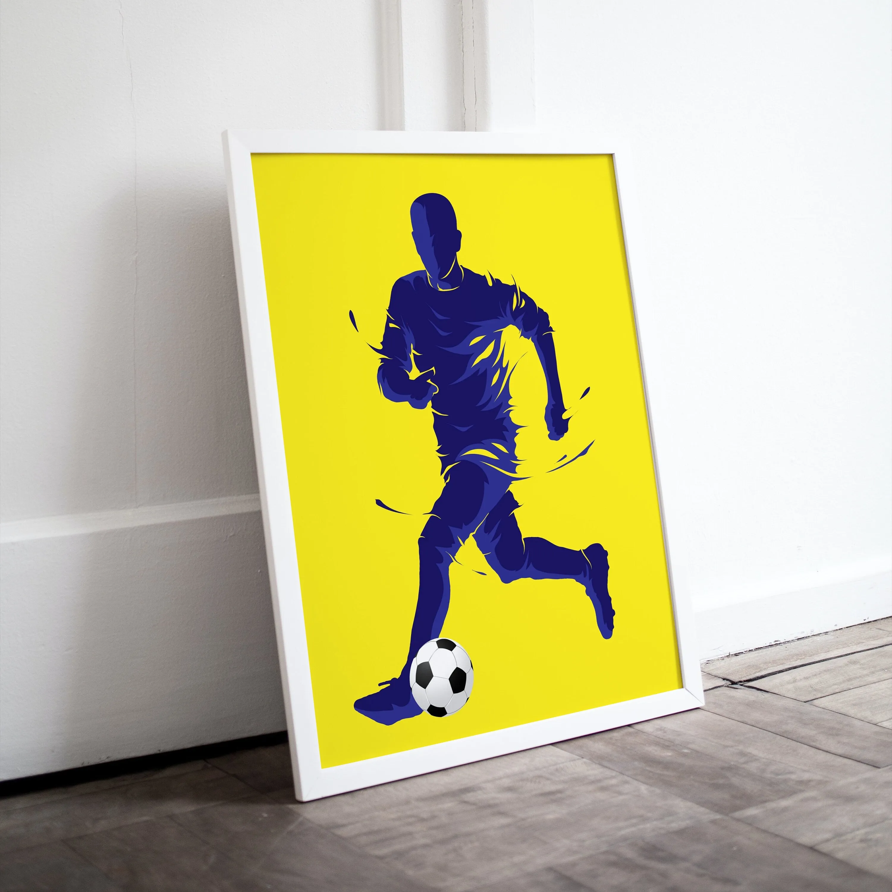 Soccer Player INSTANT DOWNLOAD Art Print, Soccer Wall Decor, Soccer Team Gift, Sport Prints, Yellow Wall Art, Football Poster