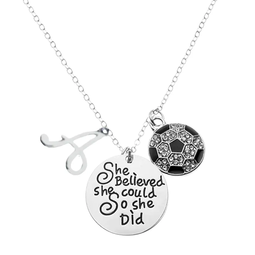 Soccer She Believed She Could So She Did Necklace with a Personalized Charm