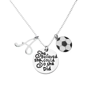 Soccer She Believed She Could So She Did Necklace with a Personalized Charm