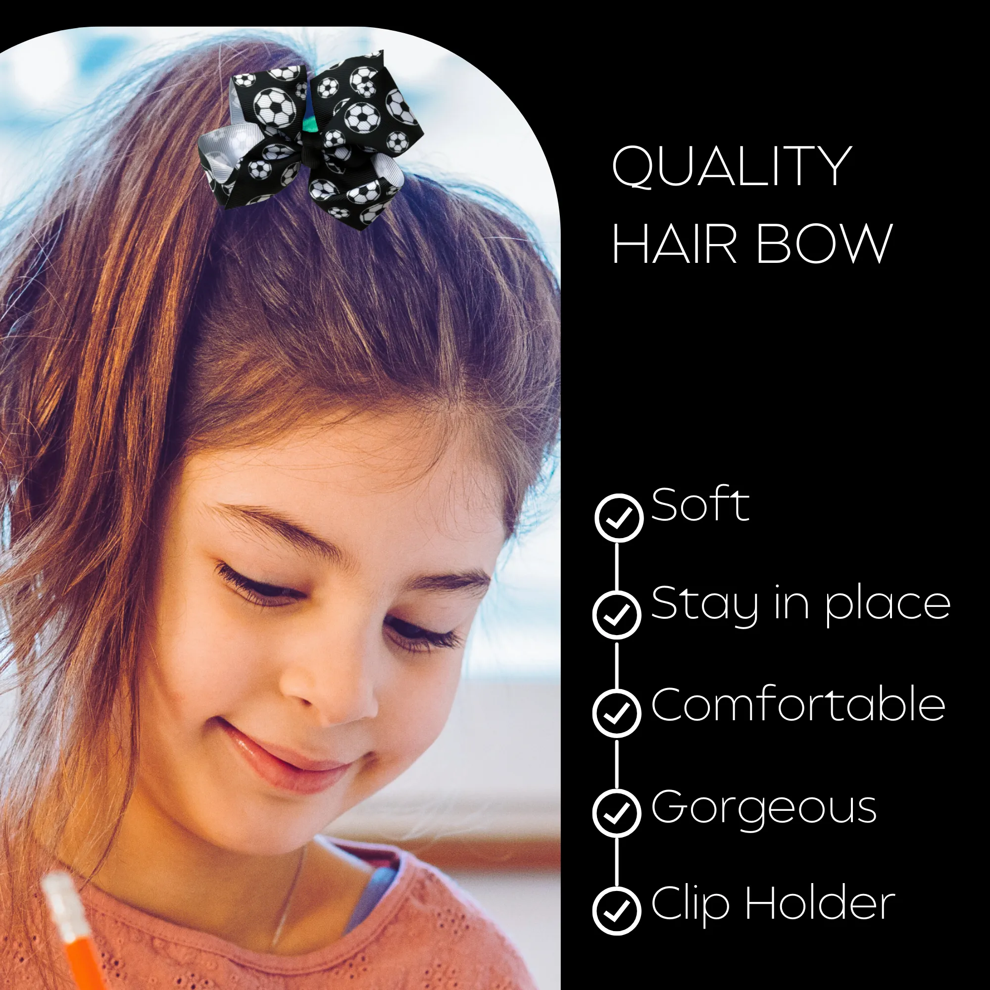 Soccer Sports Classic Hair Bow