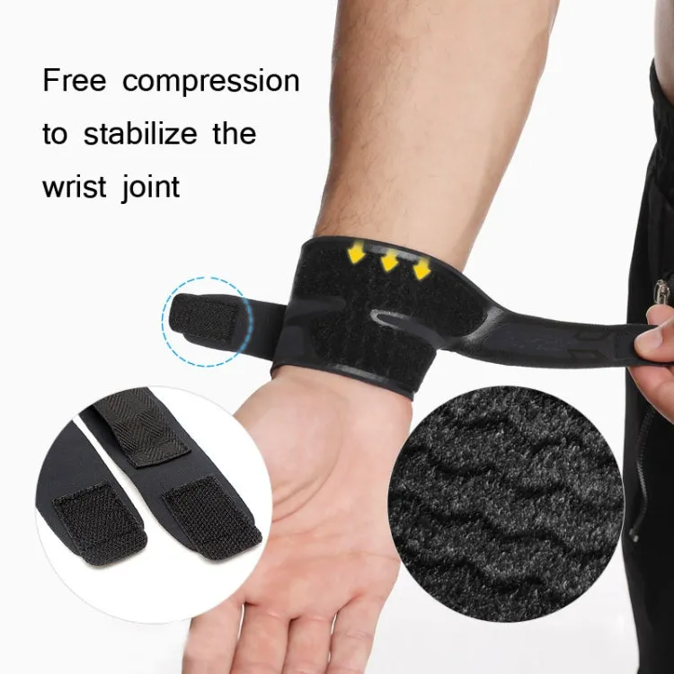 Sports Breathable Leather Wristband Fitness Anti-Sprain Compression Strap (Black)