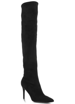 Suede Over The Knee Boots - Black