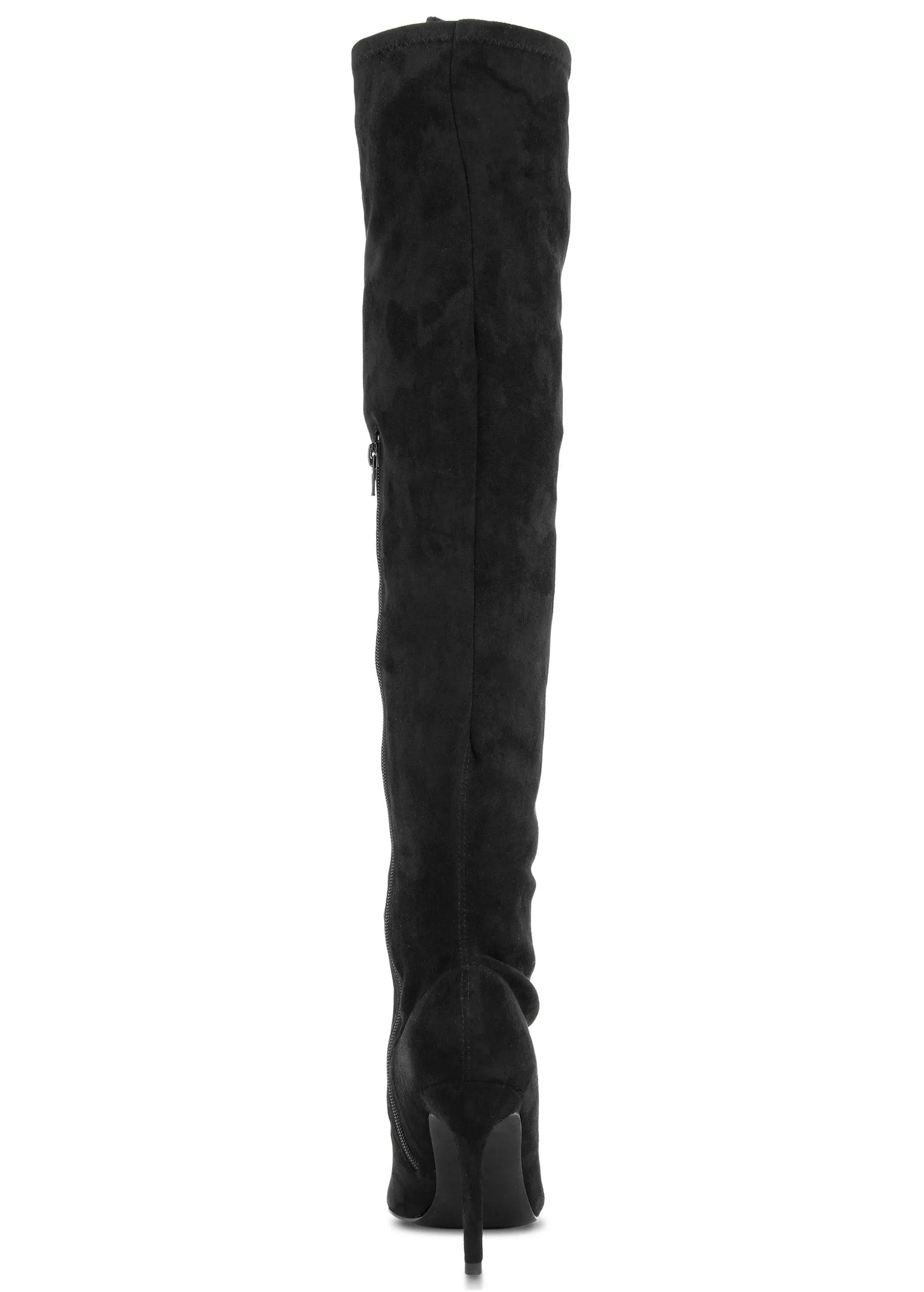 Suede Over The Knee Boots - Black