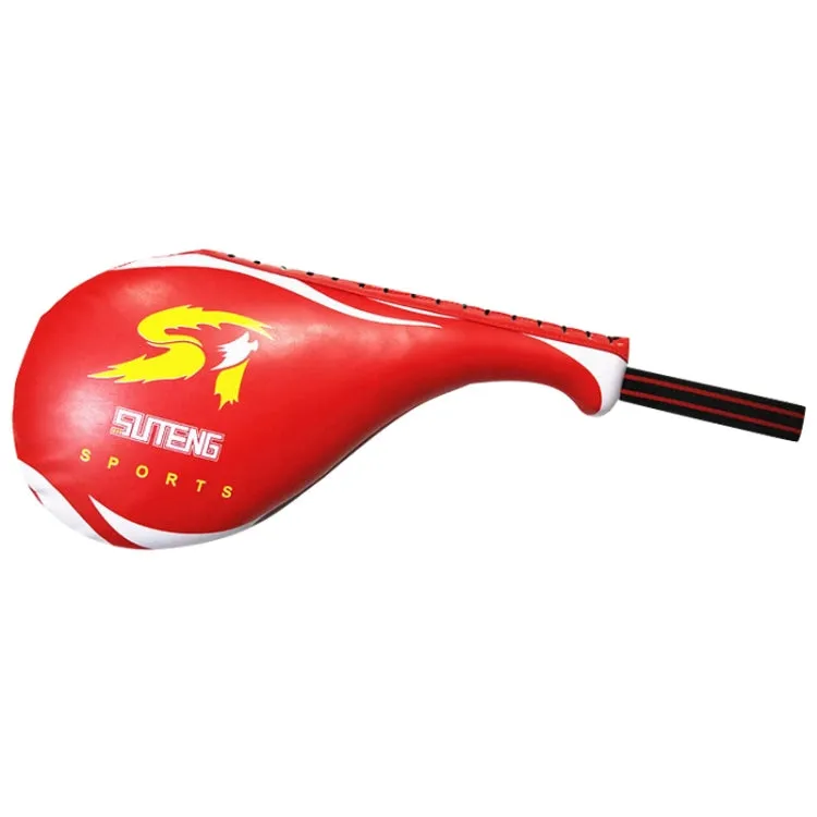 SUTENG PU Leather Boxing Double Leaf Target Chicken Leg Shape Trainer for Adults (Red)