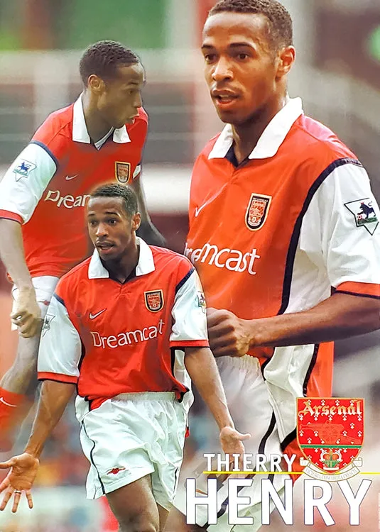 Thierry Henry "Striker" Arsenal FC EPL Football Soccer Action Poster - U.K. 2000