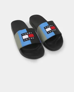 Tommy Jeans TJ Block Archive Pool Slides Black