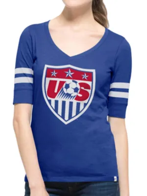 USA United States Soccer Team 47 Brand Women Blue Flanker Stripe T-Shirt