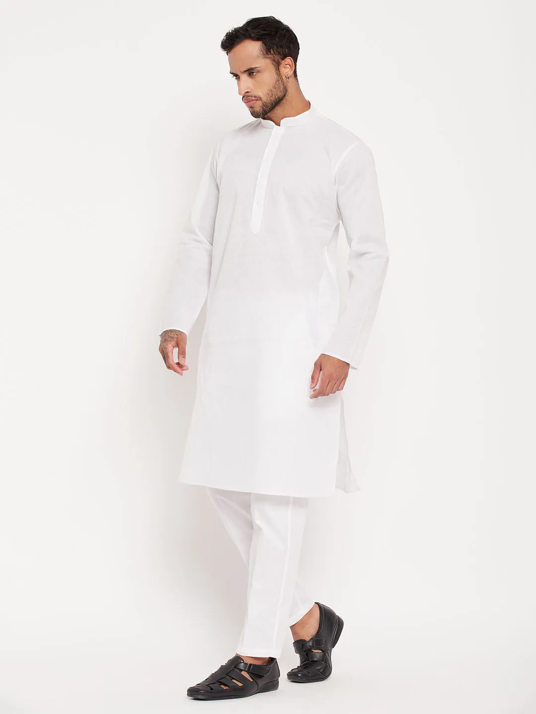 VASTRAMAY Men's White Kurta Pajama Set