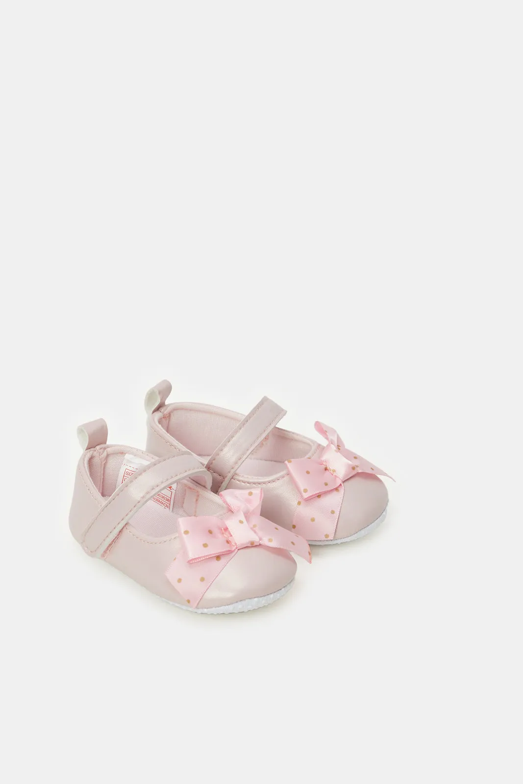 Women Pink Bow Embellished Pram Shoe