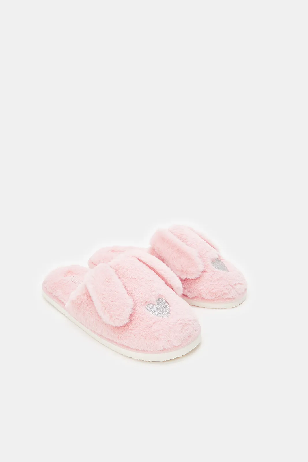 Women Pink Bunny Ears Slippers