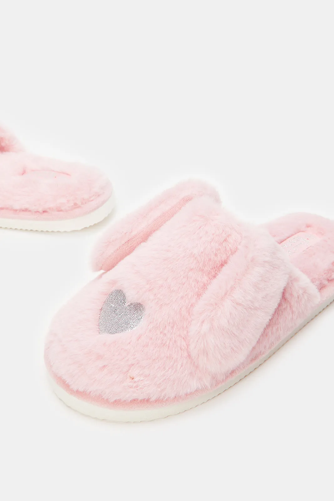 Women Pink Bunny Ears Slippers