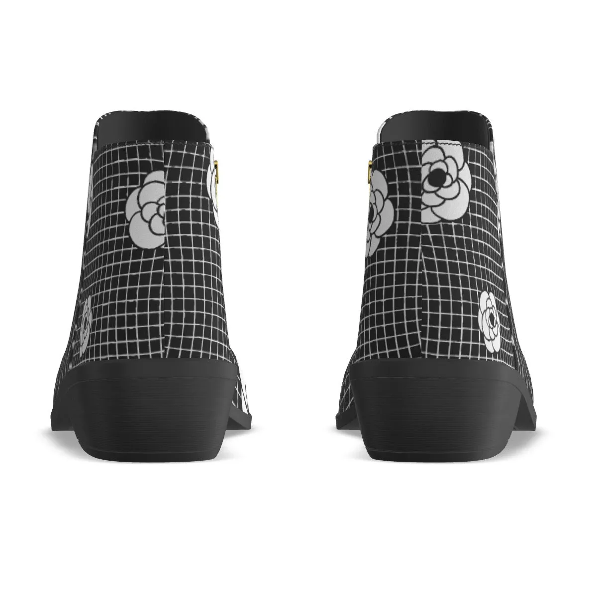 Women's Fashion Boots 122 black with white flower print