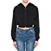 Womens Sherpa Lined French Terry Long Sleeve Cropped Zip Hoodie