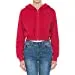 Womens Sherpa Lined French Terry Long Sleeve Cropped Zip Hoodie