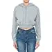 Womens Sherpa Lined French Terry Long Sleeve Cropped Zip Hoodie