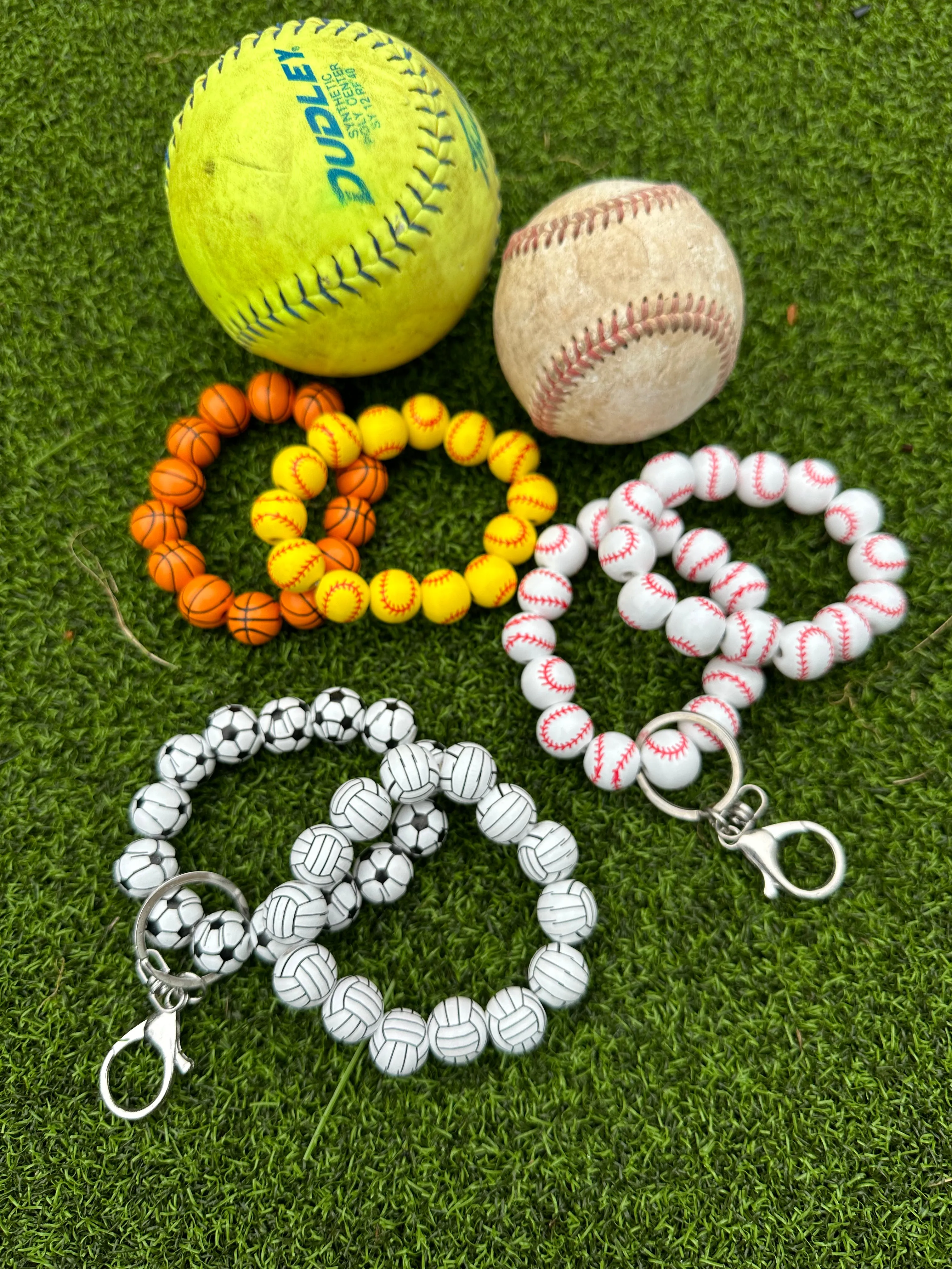 Wood Bead Sports Charm Bracelets