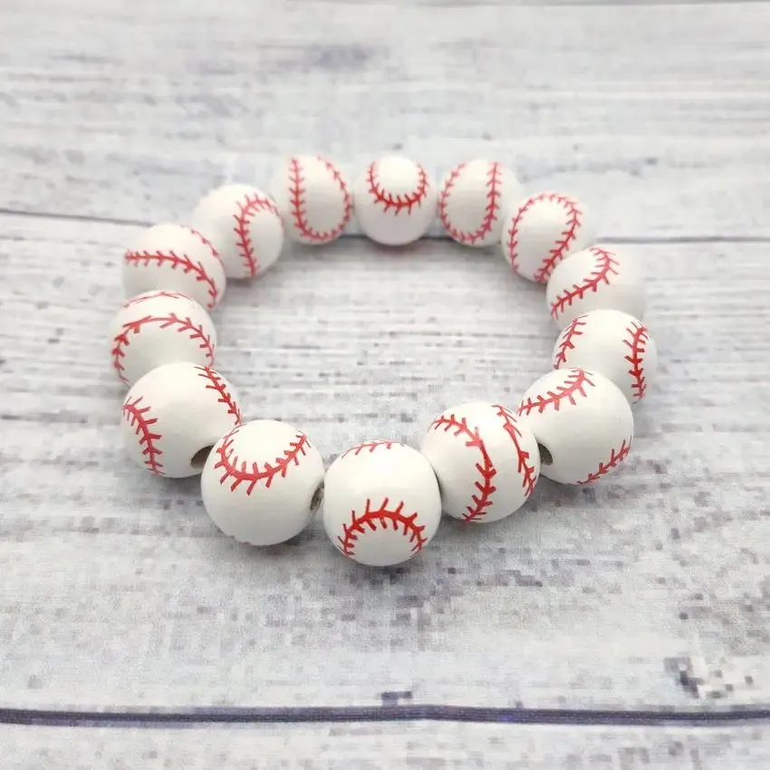 Wood Bead Sports Charm Bracelets