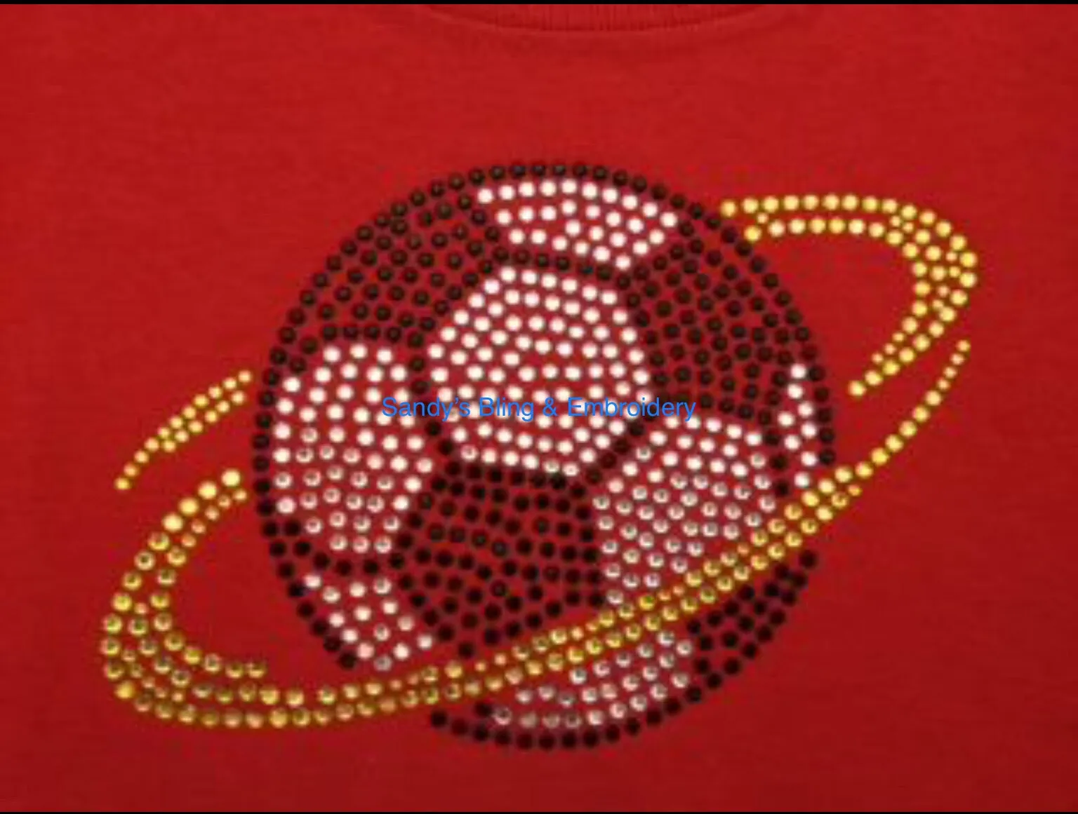 Youth XSmall Red Soccer Ball Swoosh Rhinestone T-shirt