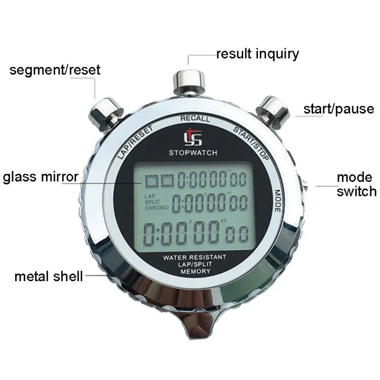 YS Metal Stopwatch 3 Rows Display Running Training Electronic Timers, Style: YS-5100 100 Memories