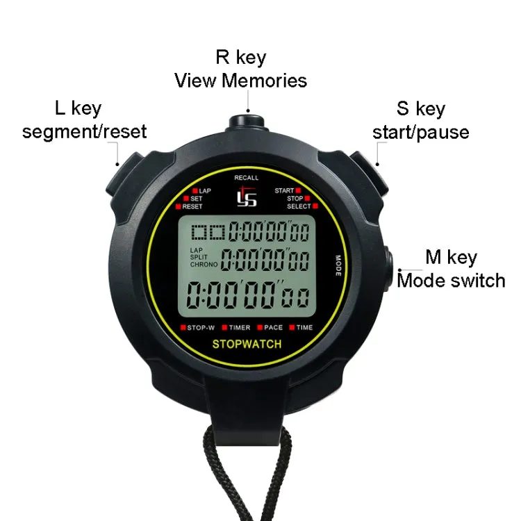 YS Stopwatch Timer Training Fitness Competition Stopwatch, Style: YS-7100 100 Memories(Black)