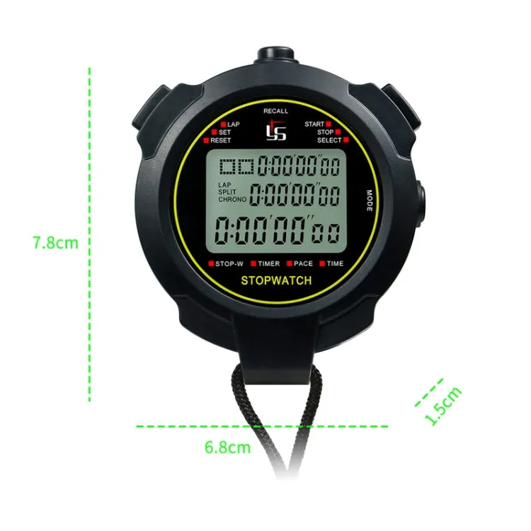 YS Stopwatch Timer Training Fitness Competition Stopwatch, Style: YS-7100 100 Memories(Black)