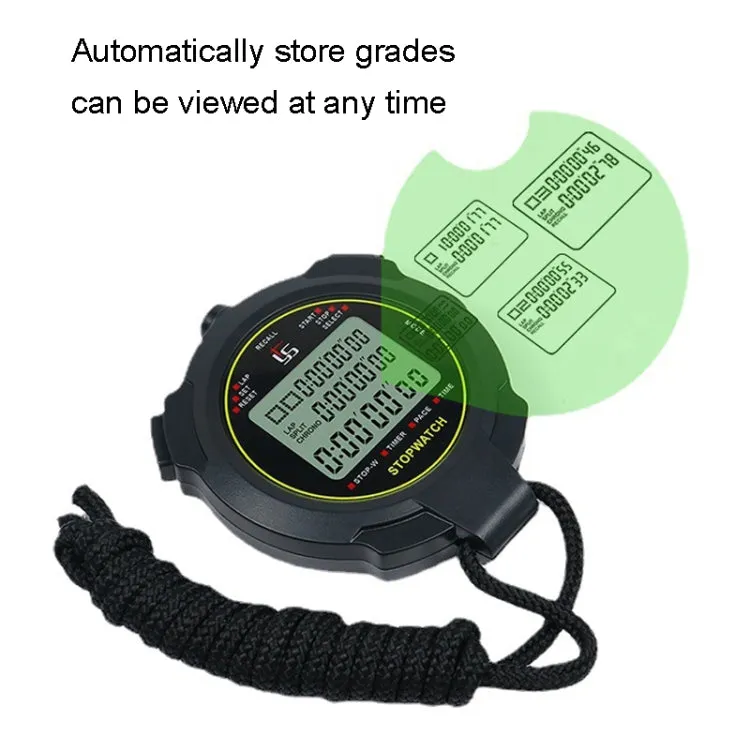 YS Stopwatch Timer Training Fitness Competition Stopwatch, Style: YS-7100 100 Memories(Black)